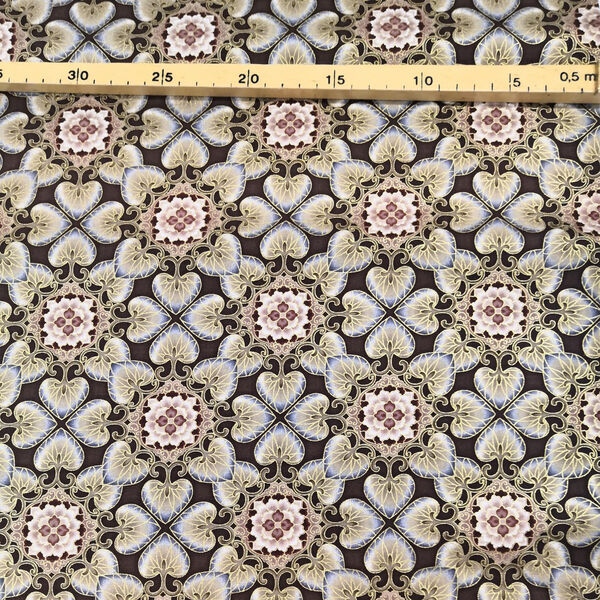 Esmeralda metallic kultapainettu beige puuvillakangas