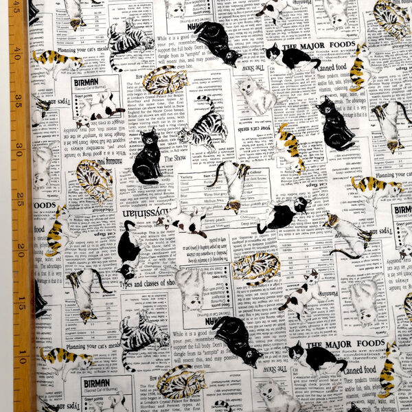 Puuvillakangas Fiskers and tails sanomalehti