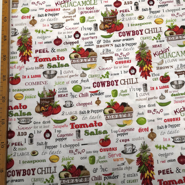 Puuvillakangas Kiss the cook chili ja tomaatti valeapohjainen