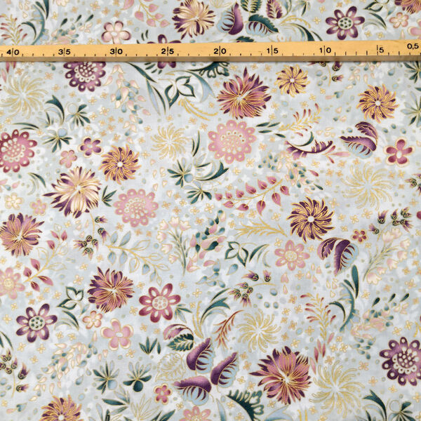 Lumina 2 metallic kultapainettu sininen puuvillakangas