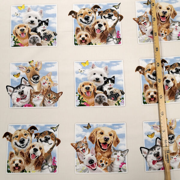 Puuvillakangas Petselfies raportti  korkeus 60cm vaalea